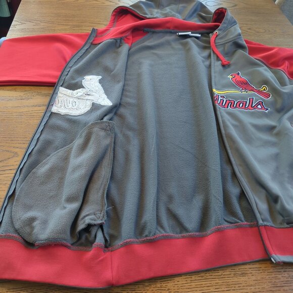 Majestic St Louis Cardinals Hooded Jacket Zipper closure long sleeves pockets - Picture 10 of 15
